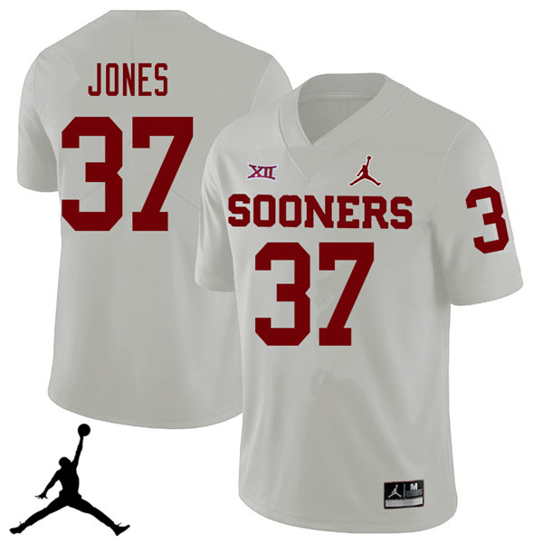 Jordan Brand Men #37 Spencer Jones Oklahoma Sooners 2018 College Football Jerseys Sale-White